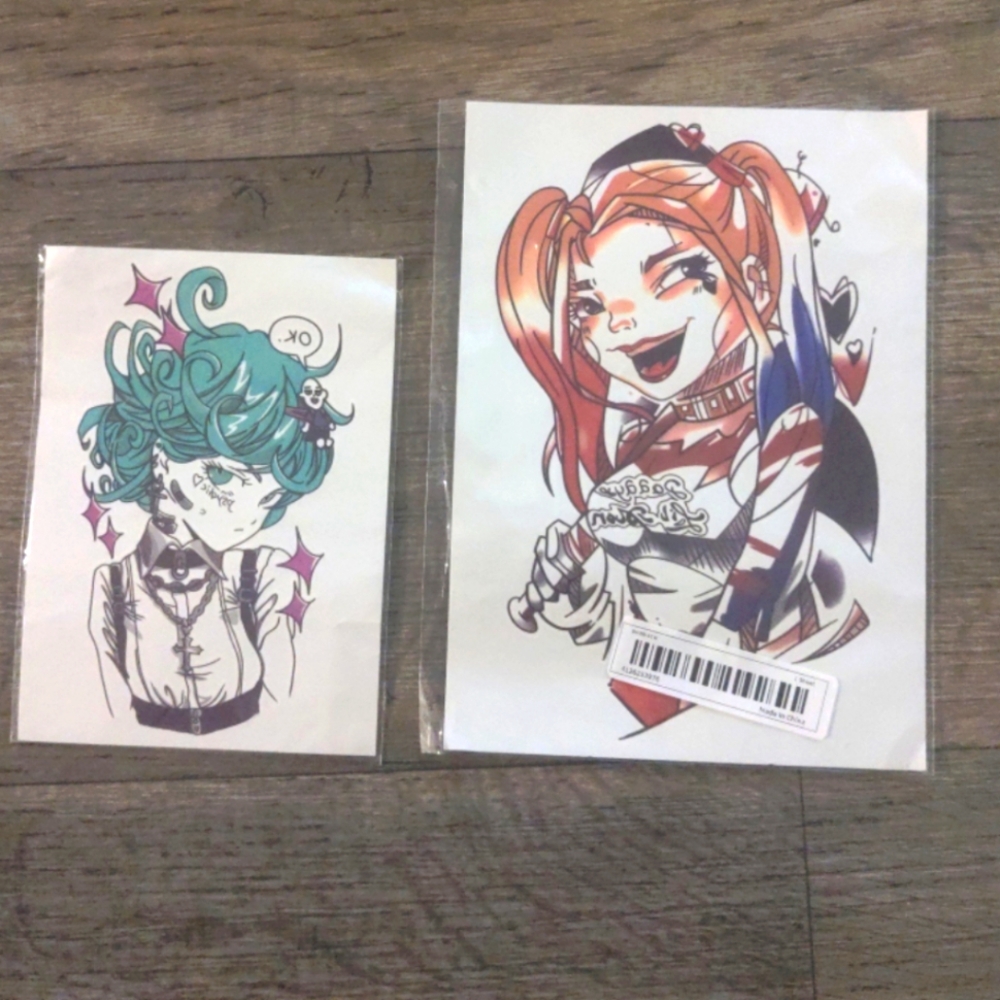 Vibrant Anime Temporary Tattoos